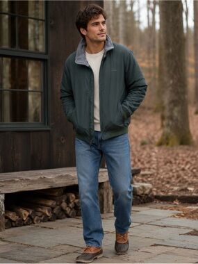 L.L. Bean Mens Thinsulate Fleece Lined Bomber Jacket Green XXL 205107